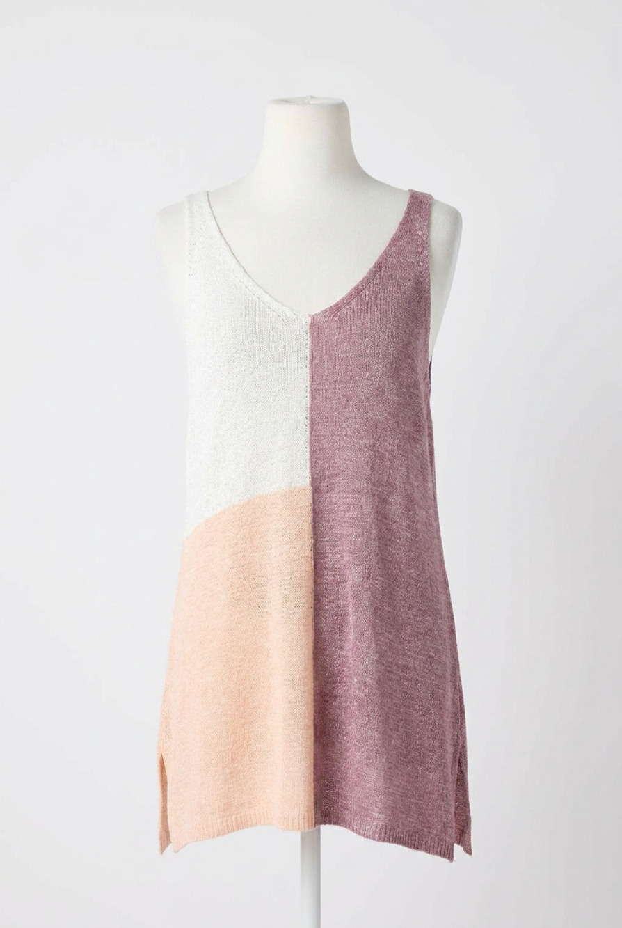 NEW COCO + CARMEN jade colorblock knit tank top in lilac